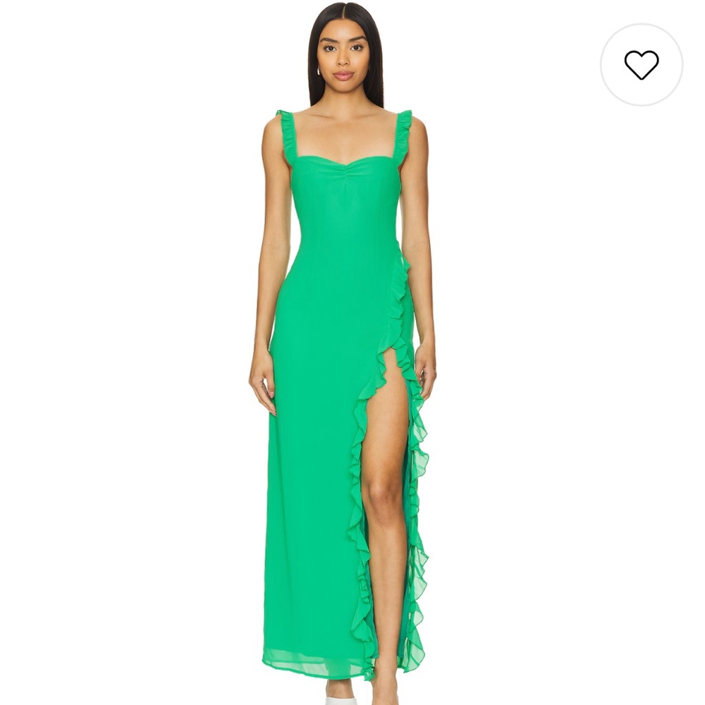 Vibrant Green Ruffle Maxi Dress